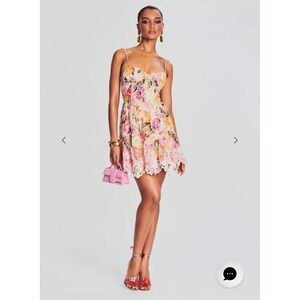 Hemant and Nandita Charu Short Dress  Floral W Lace Sz L Cottage Core MSRP: $495